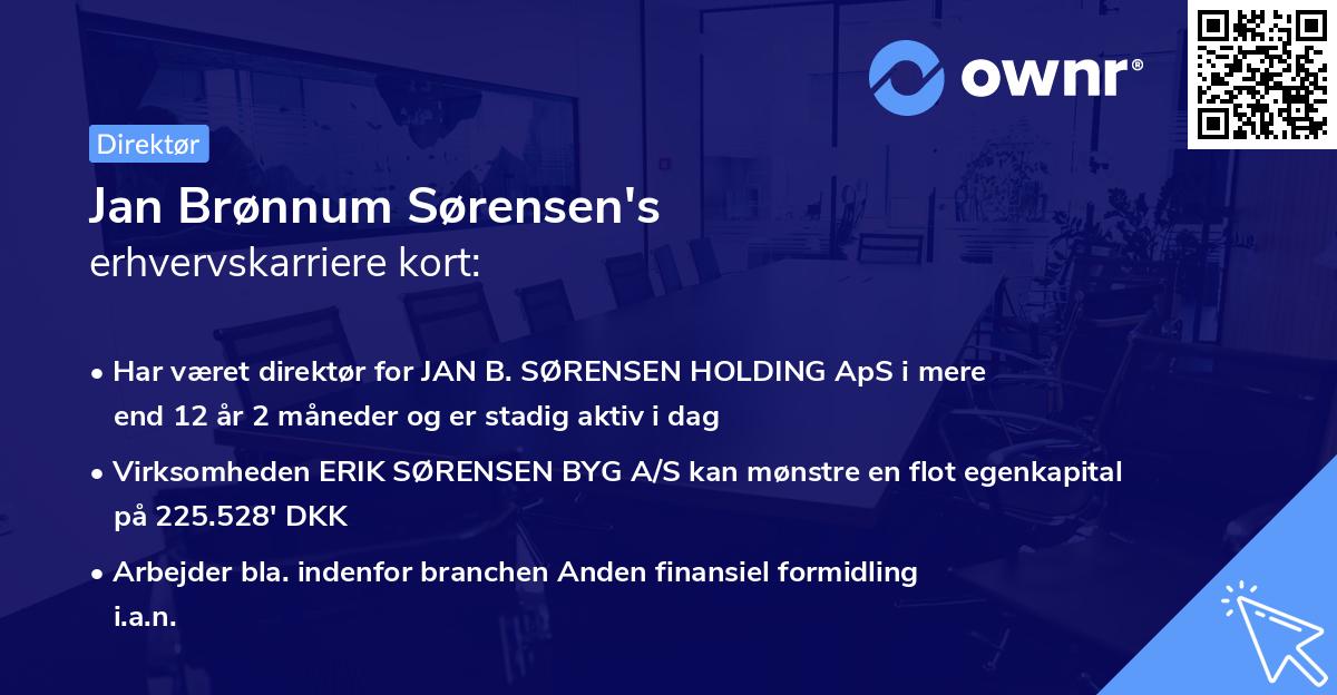 Jan Brønnum Sørensen's erhvervskarriere kort