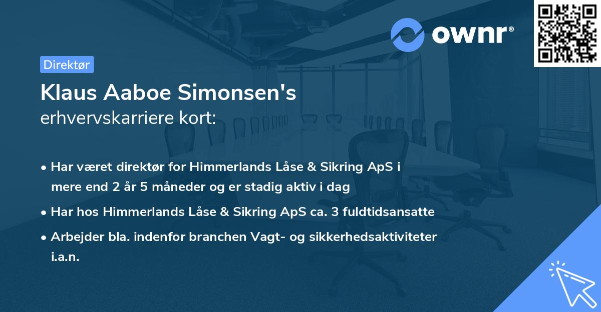 Klaus Aaboe Simonsen's erhvervskarriere kort