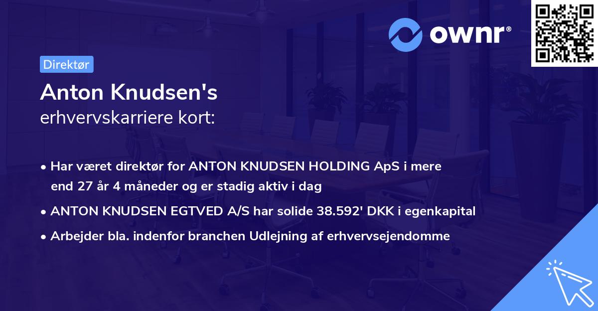 Anton Knudsen's erhvervskarriere kort