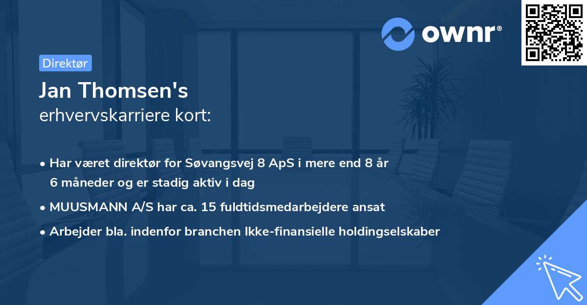 Jan Thomsen's erhvervskarriere kort