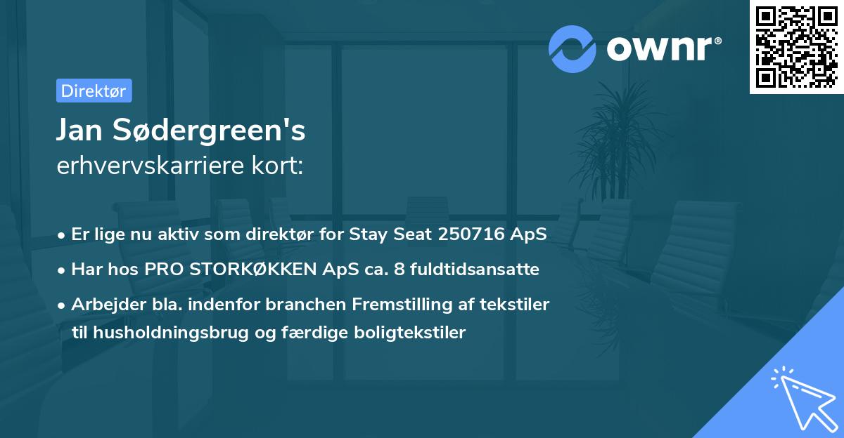 Jan Sødergreen's erhvervskarriere kort