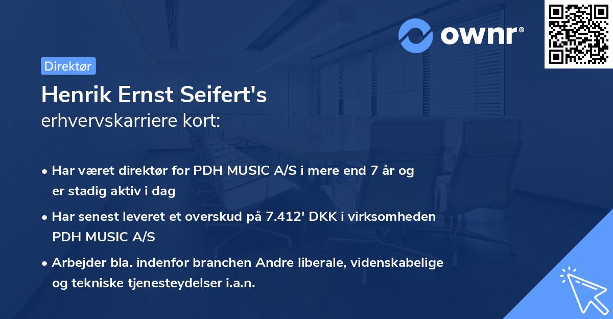 Henrik Ernst Seifert's erhvervskarriere kort