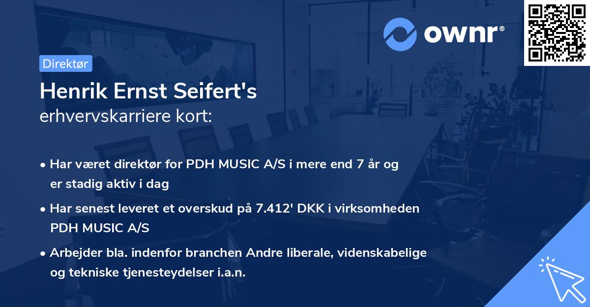 Henrik Ernst Seifert's erhvervskarriere kort