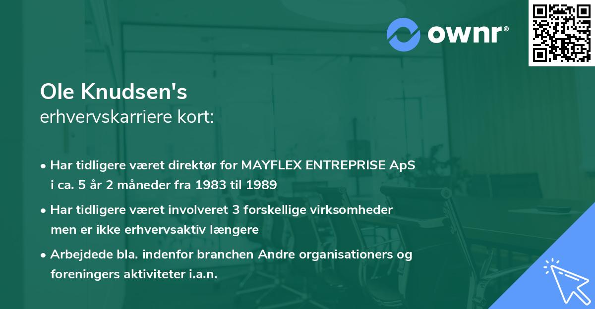 Ole Knudsen's erhvervskarriere kort