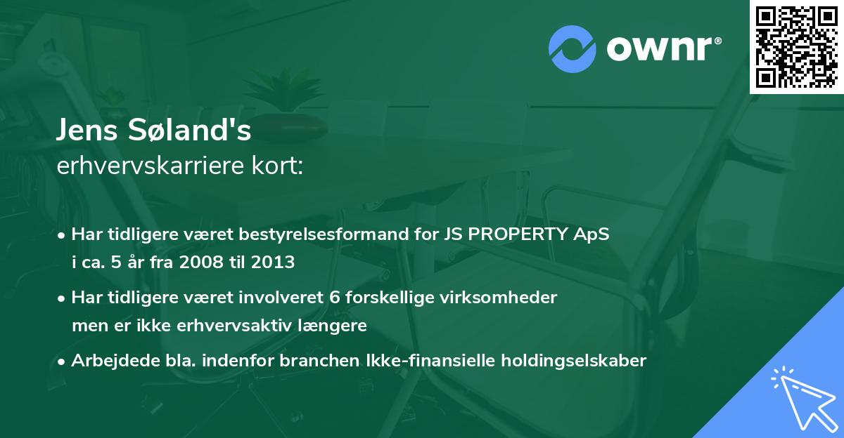 Jens Søland's erhvervskarriere kort