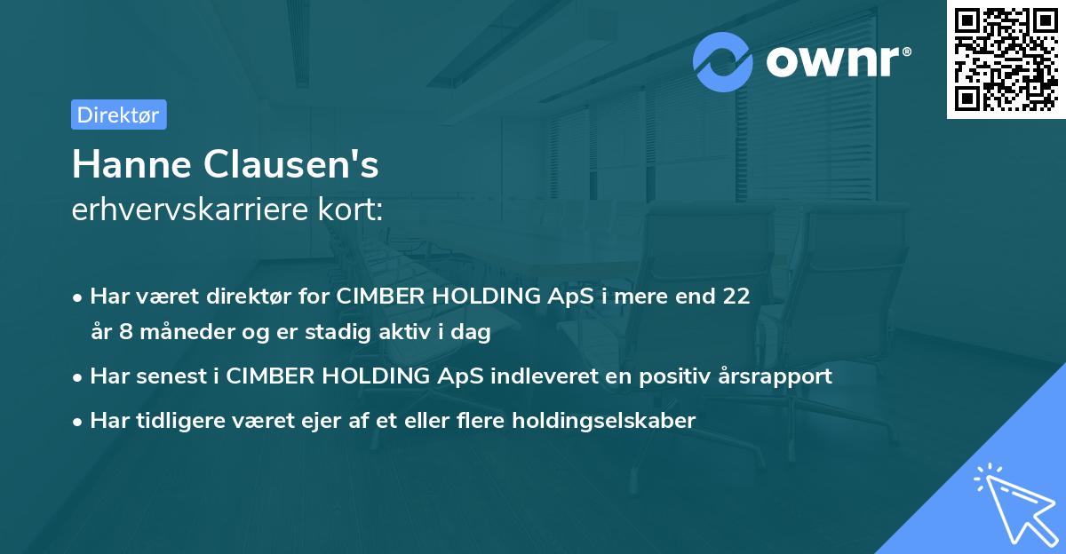 Hanne Clausen's erhvervskarriere kort