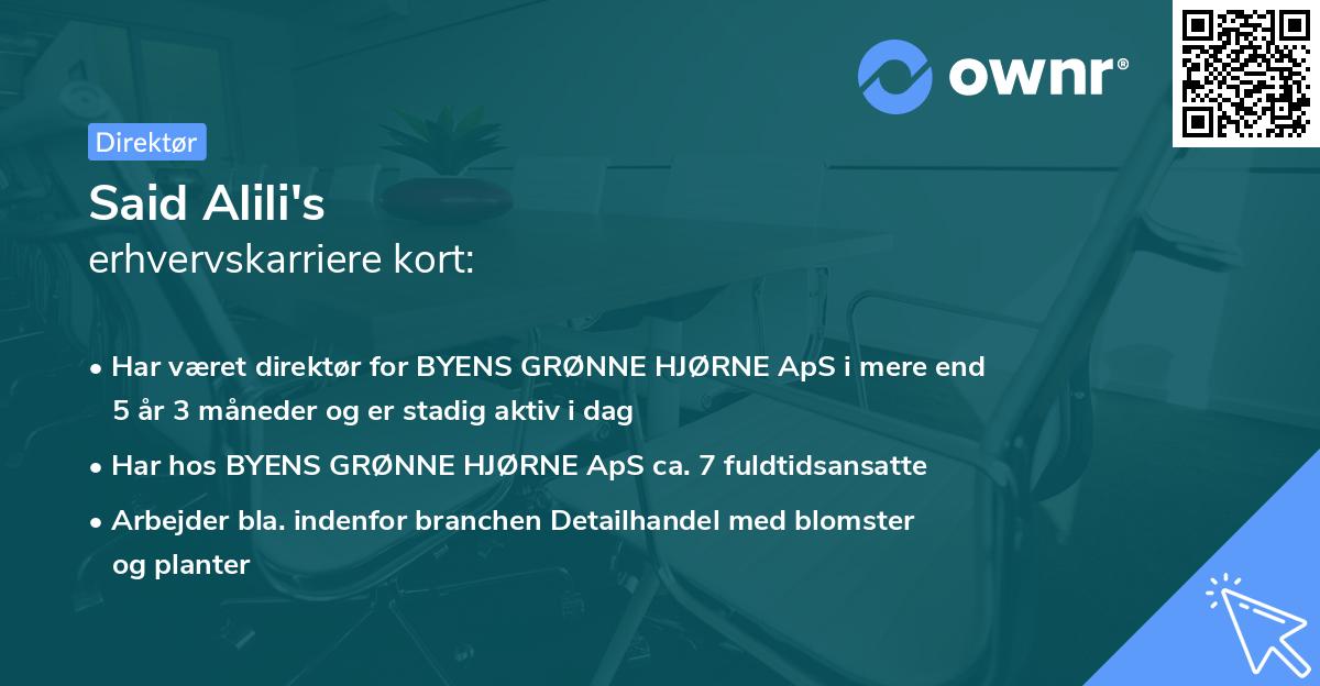 Said Alili's erhvervskarriere kort