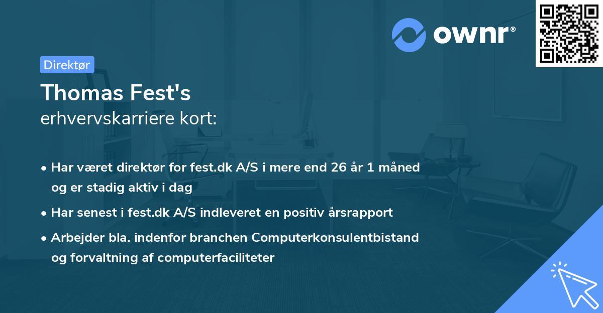Thomas Fest's erhvervskarriere kort