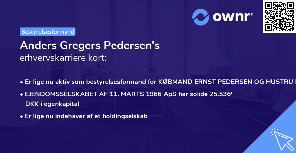 Anders Gregers Pedersen's erhvervskarriere kort