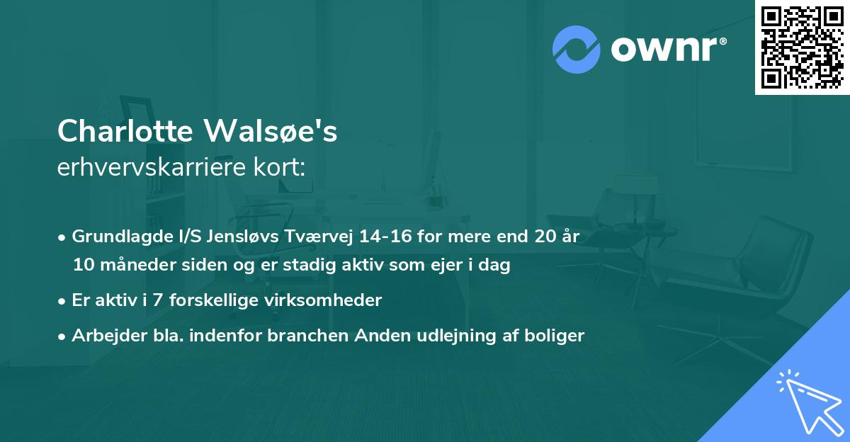 Charlotte Walsøe's erhvervskarriere kort