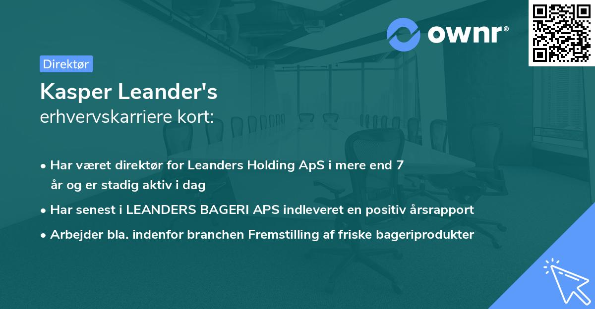 Kasper Leander's erhvervskarriere kort