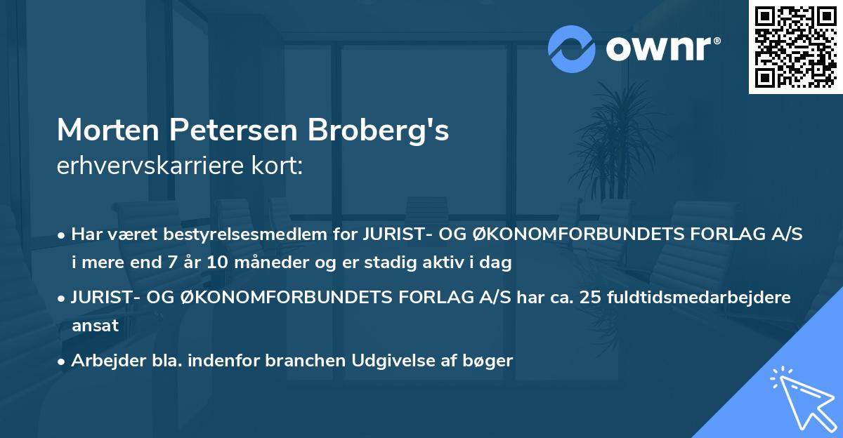 Morten Petersen Broberg's erhvervskarriere kort