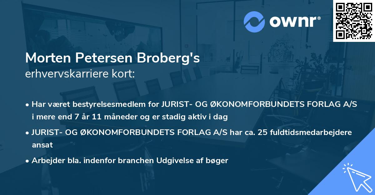 Morten Petersen Broberg's erhvervskarriere kort