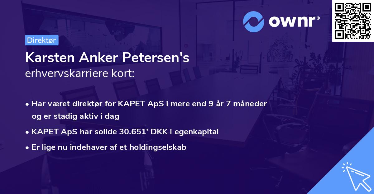 Karsten Anker Petersen's erhvervskarriere kort