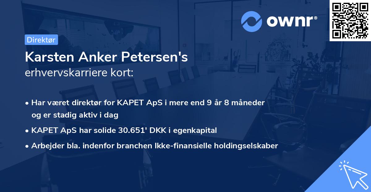 Karsten Anker Petersen's erhvervskarriere kort