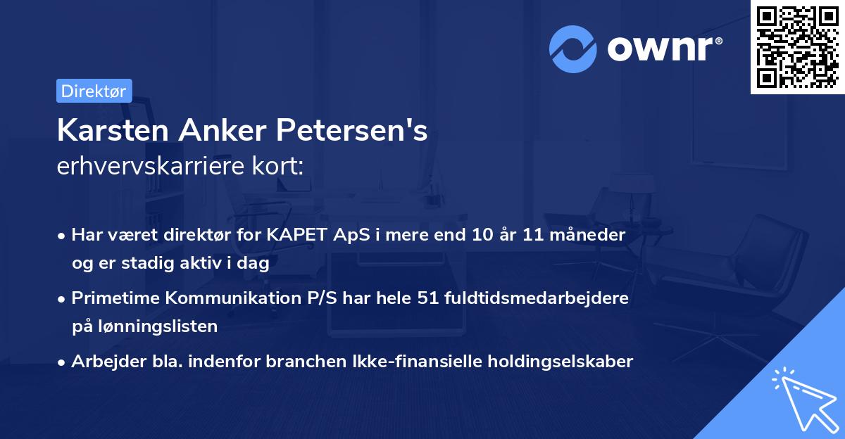Karsten Anker Petersen's erhvervskarriere kort