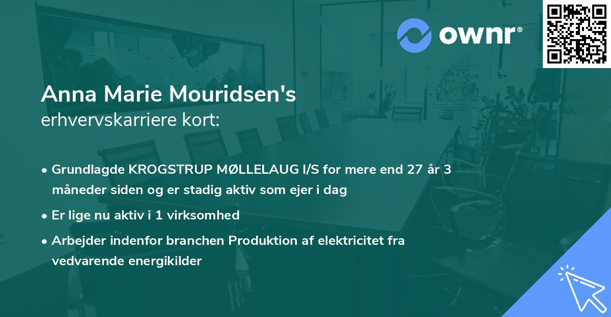 Anna Marie Mouridsen's erhvervskarriere kort
