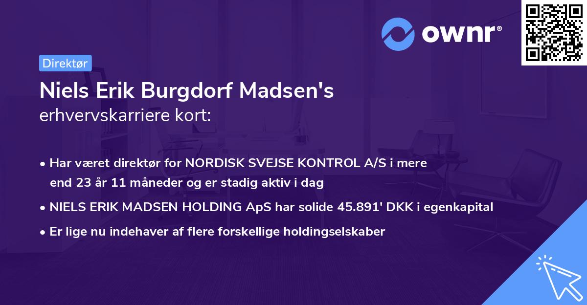 Niels Erik Burgdorf Madsen's erhvervskarriere kort