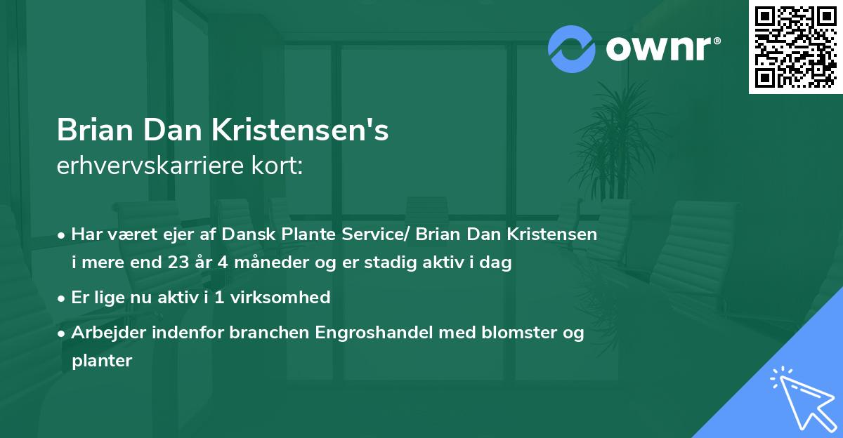 Brian Dan Kristensen's erhvervskarriere kort