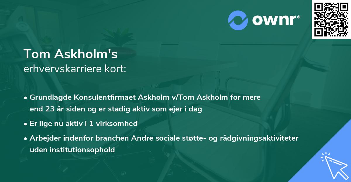 Tom Askholm's erhvervskarriere kort