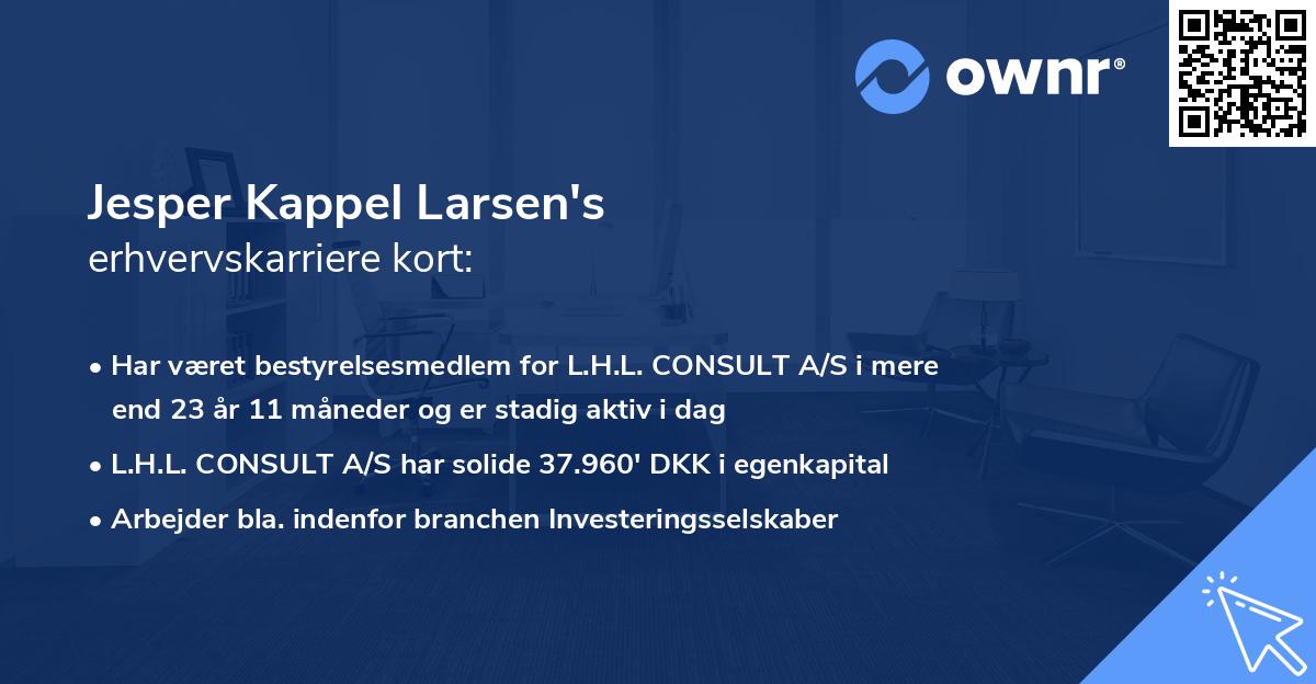 Jesper Kappel Larsen's erhvervskarriere kort