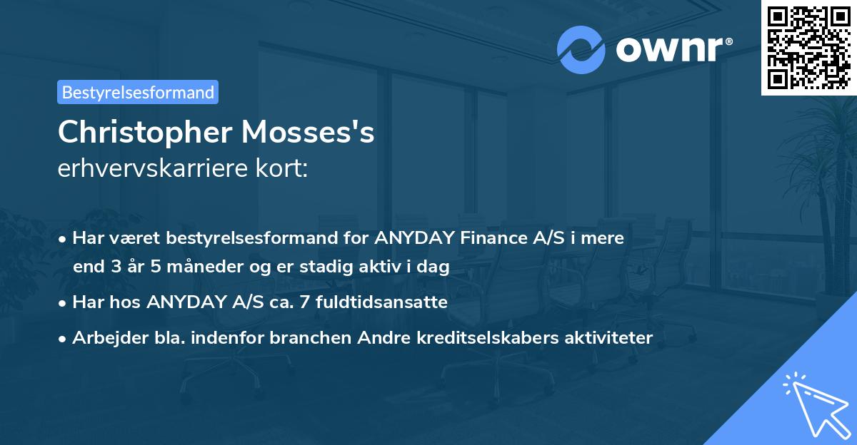 Christopher Mosses's erhvervskarriere kort