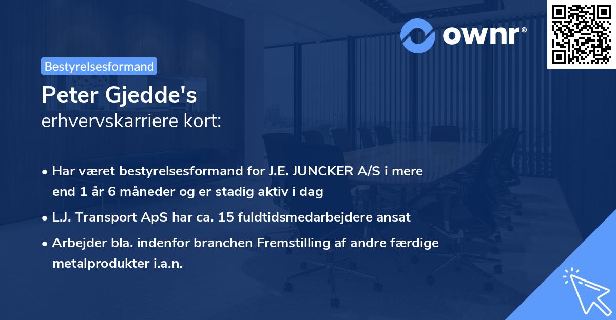 Peter Gjedde's erhvervskarriere kort