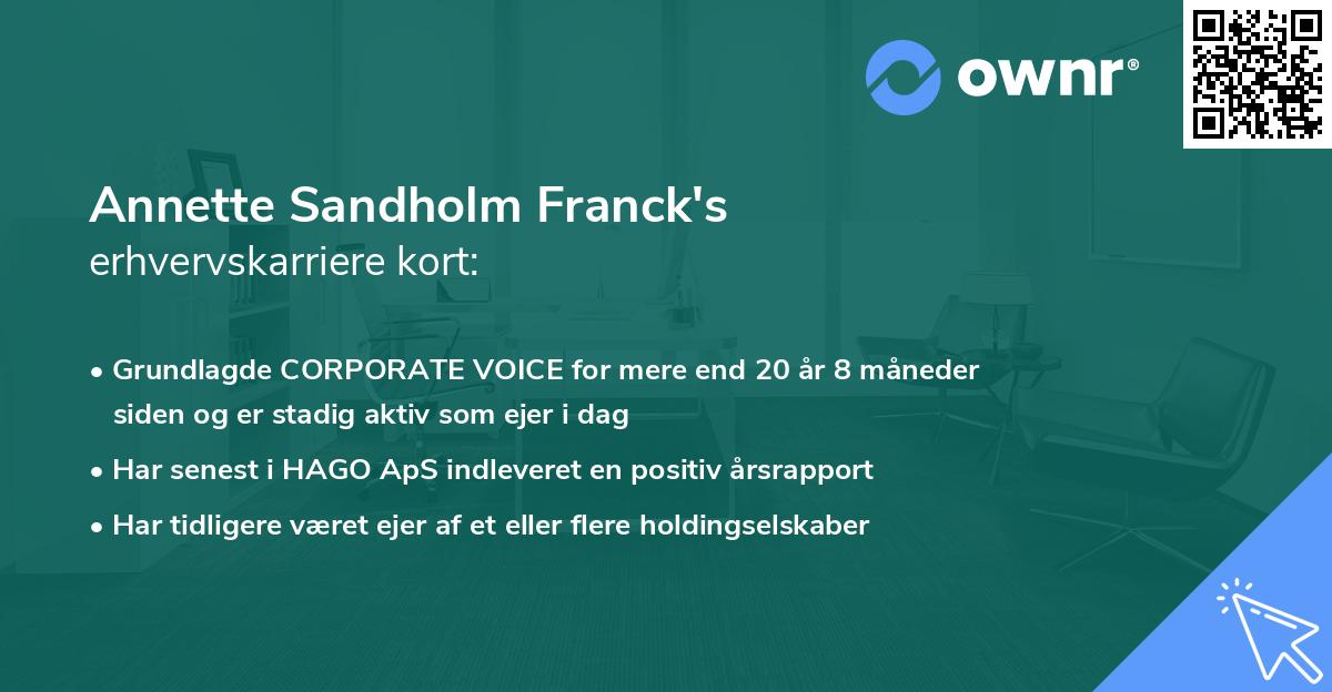 Annette Sandholm Franck's erhvervskarriere kort