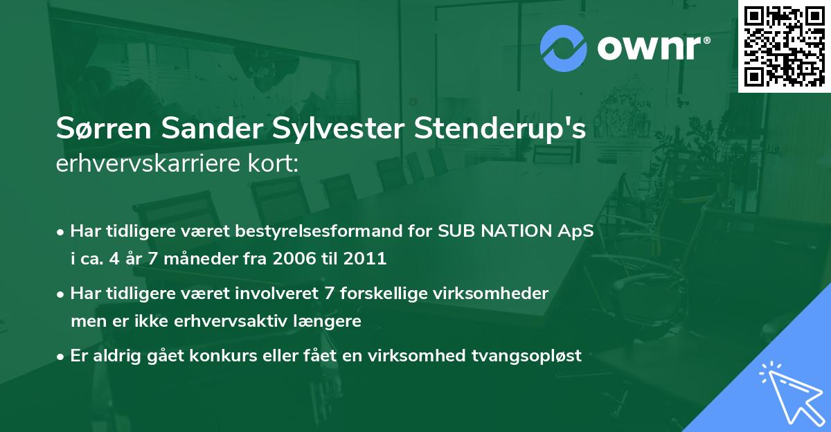 Sørren Sander Sylvester Stenderup's erhvervskarriere kort