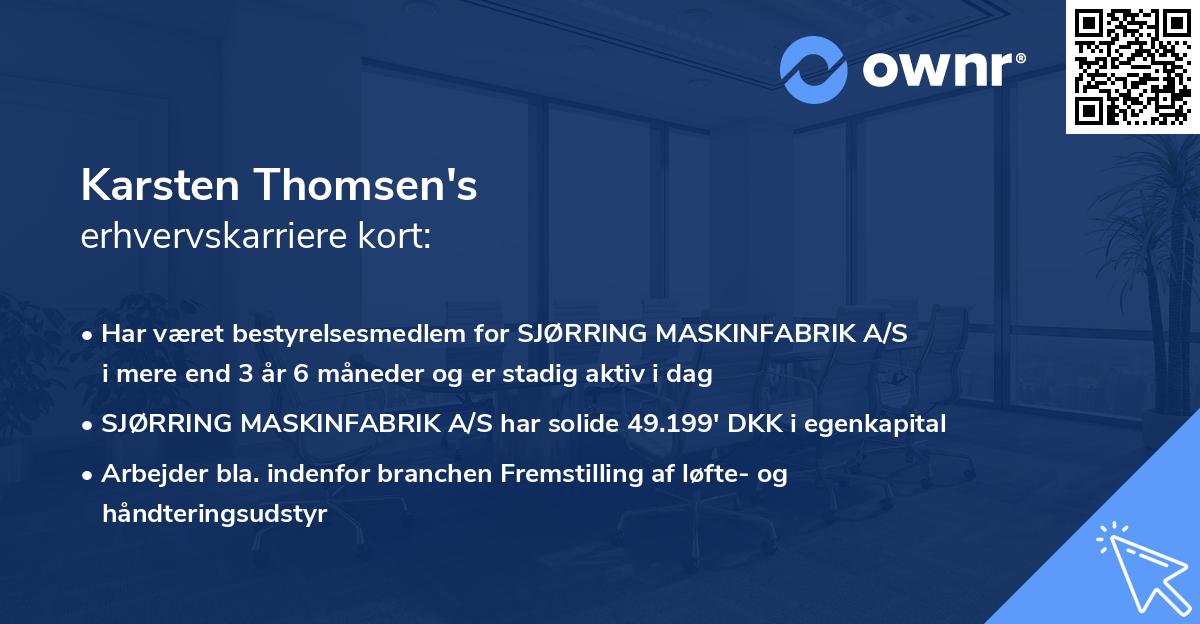 Karsten Thomsen's erhvervskarriere kort