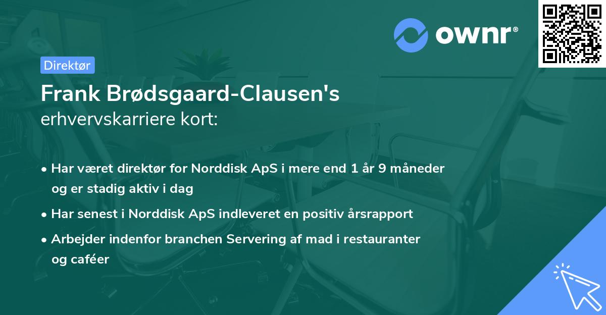 Frank Brødsgaard-Clausen's erhvervskarriere kort