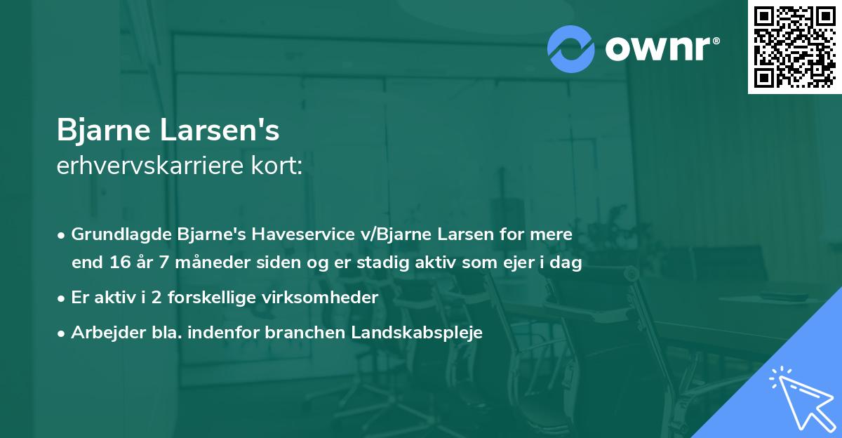 Bjarne Larsen's erhvervskarriere kort