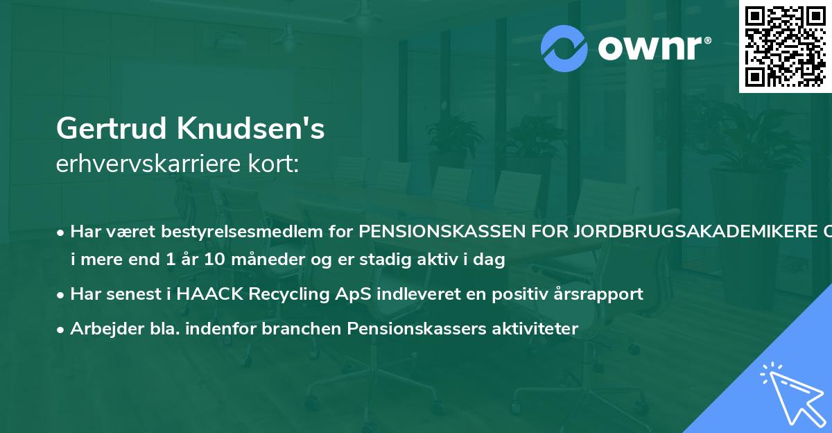 Gertrud Knudsen's erhvervskarriere kort