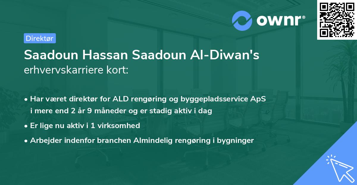 Saadoun Hassan Saadoun Al-Diwan's erhvervskarriere kort