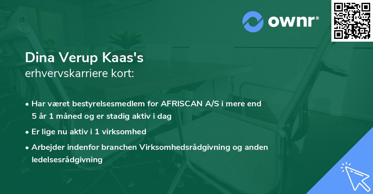 Dina Verup Kaas's erhvervskarriere kort