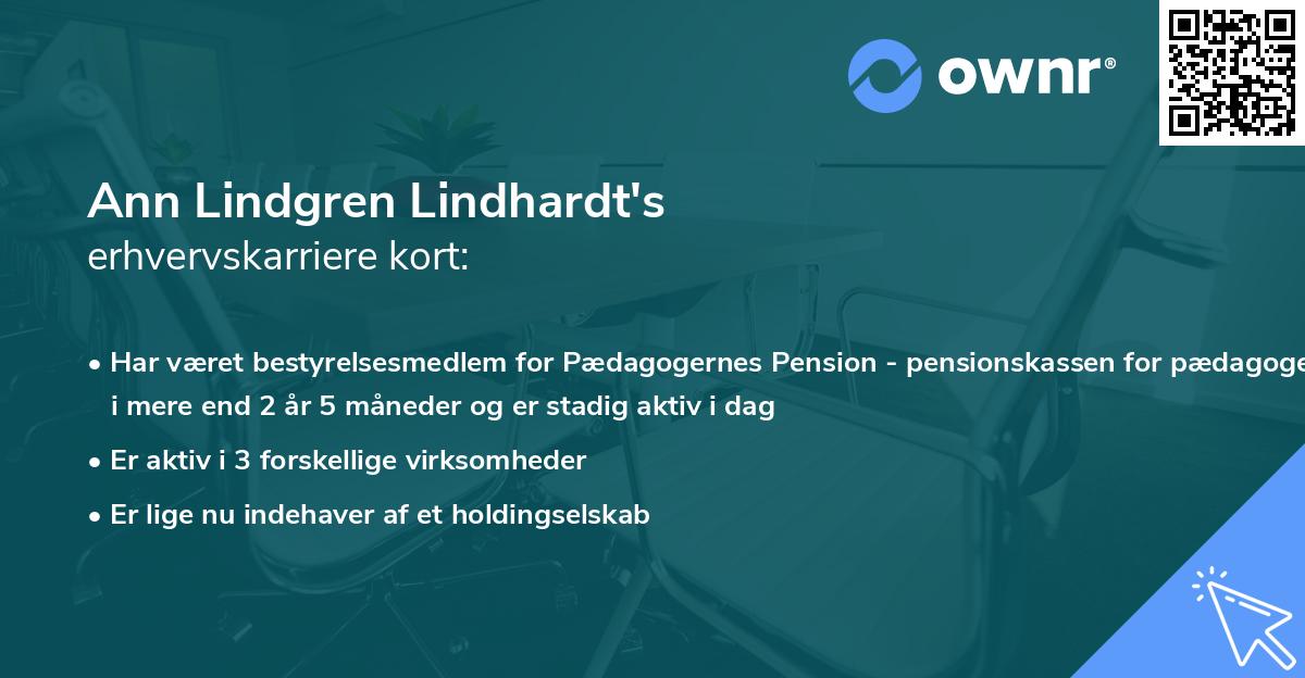 Ann Lindgren Lindhardt's erhvervskarriere kort