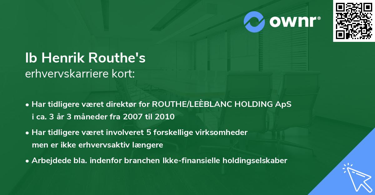 Ib Henrik Routhe's erhvervskarriere kort
