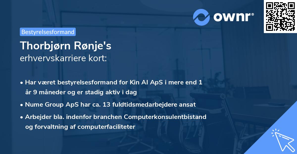 Thorbjørn Rønje's erhvervskarriere kort