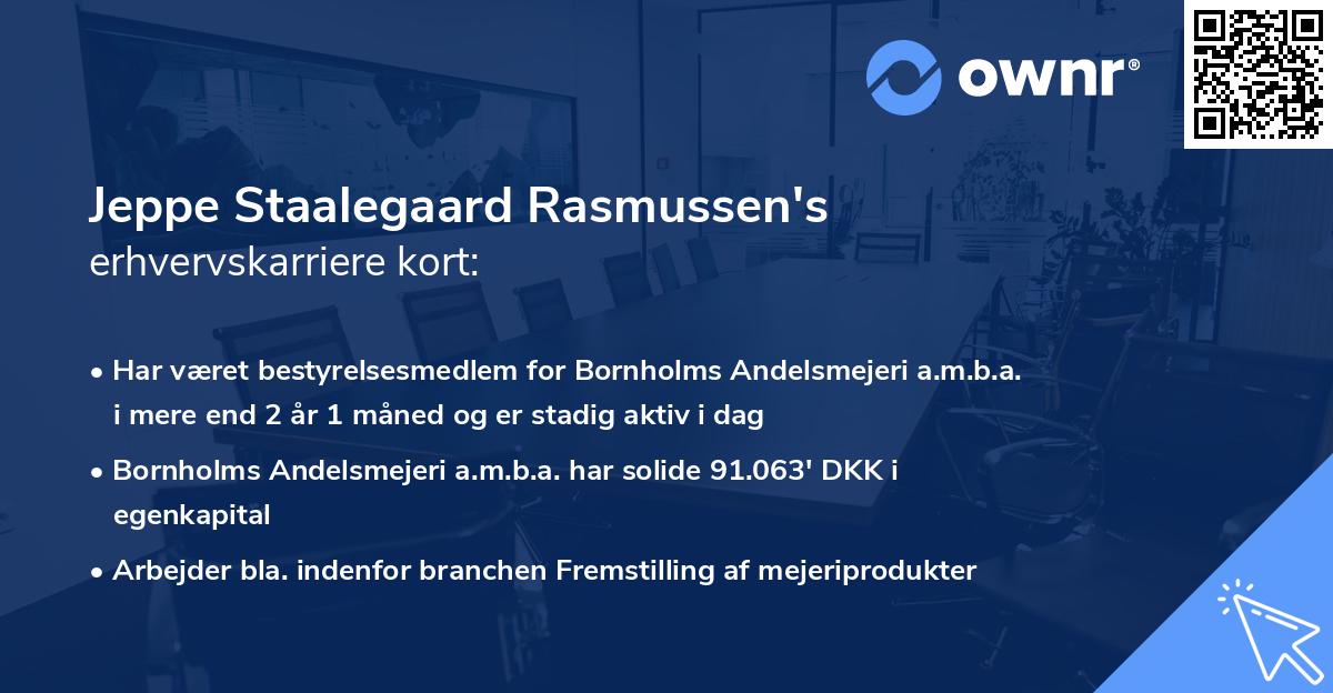 Jeppe Staalegaard Rasmussen's erhvervskarriere kort