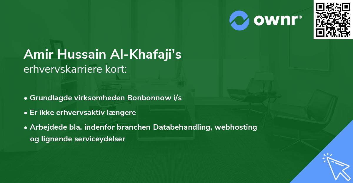 Amir Hussain Al-Khafaji's erhvervskarriere kort