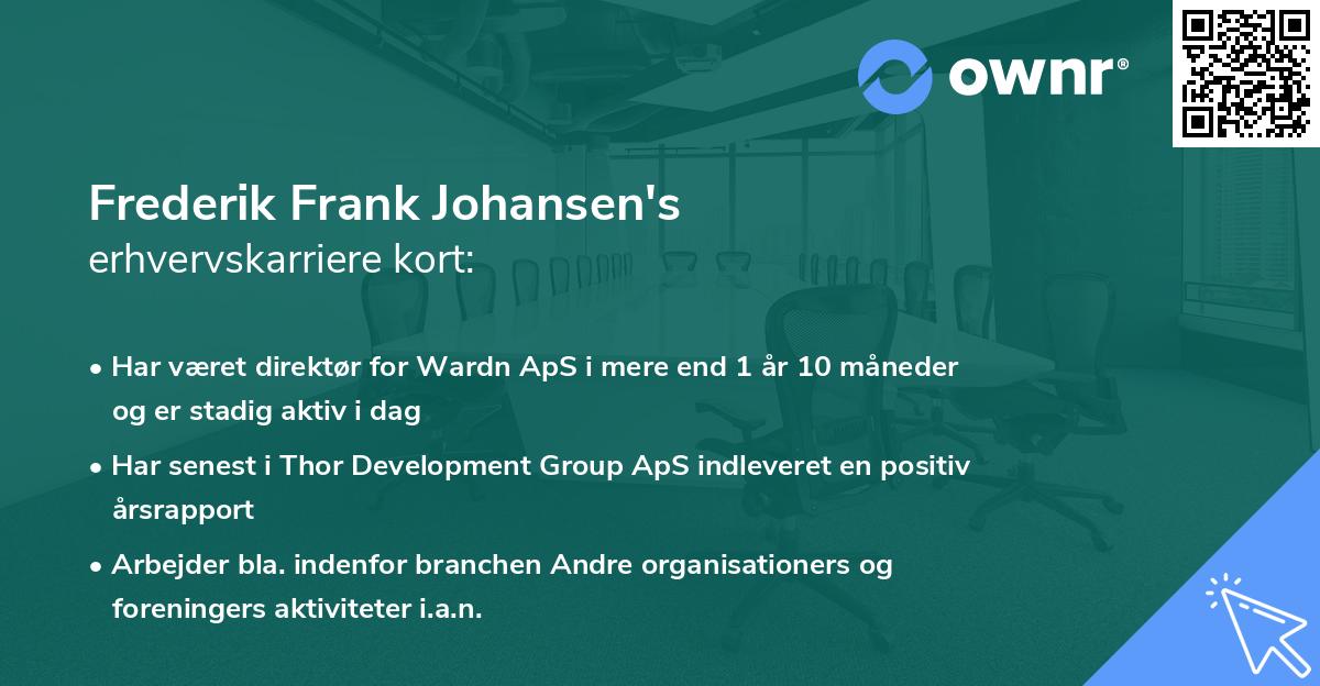 Frederik Frank Johansen's erhvervskarriere kort