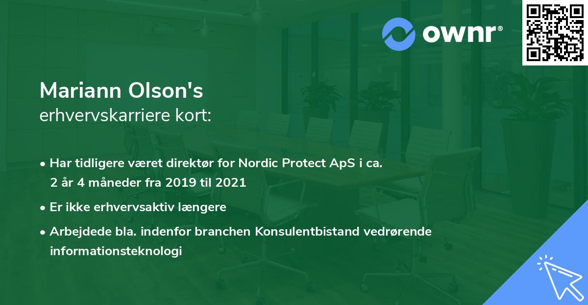 Mariann Olson's erhvervskarriere kort