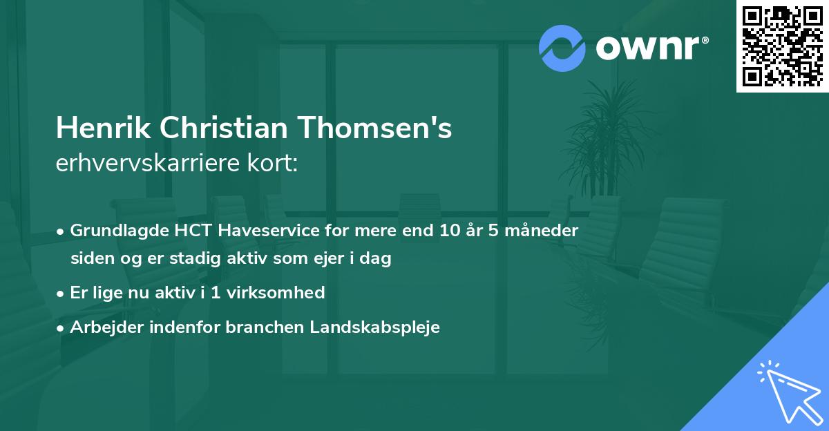 Henrik Christian Thomsen's erhvervskarriere kort