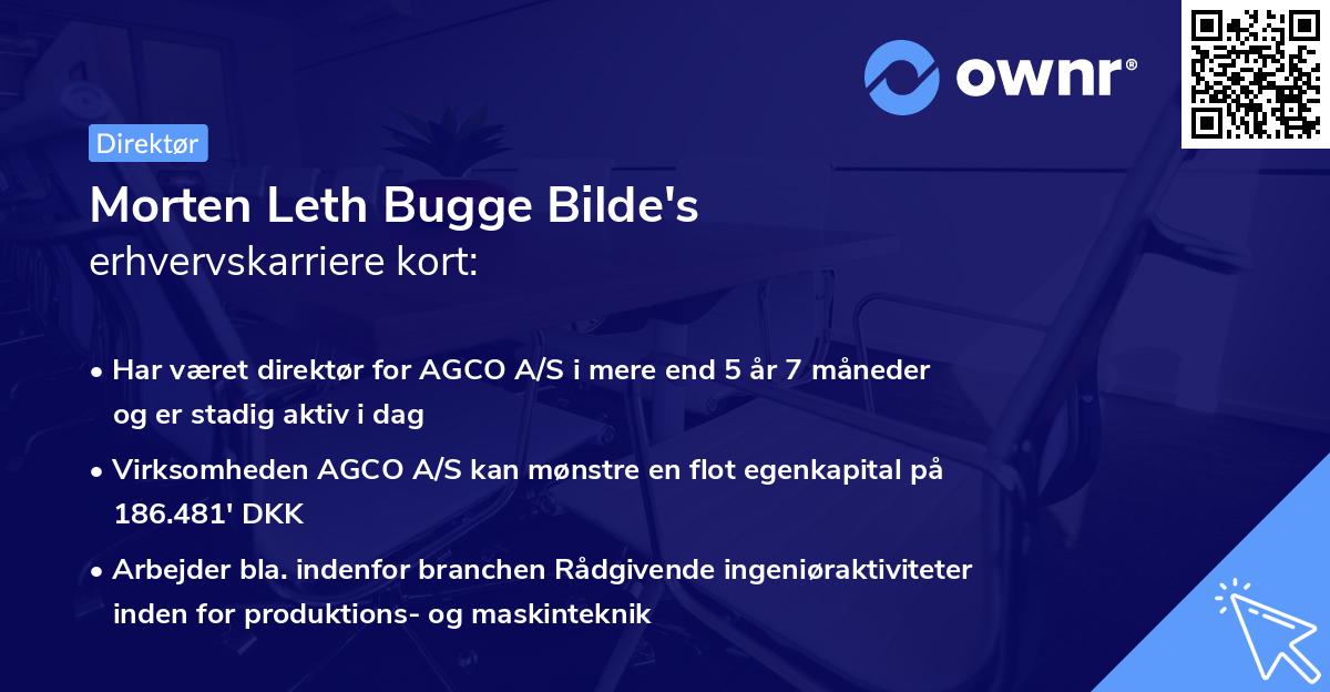 Morten Leth Bugge Bilde's erhvervskarriere kort