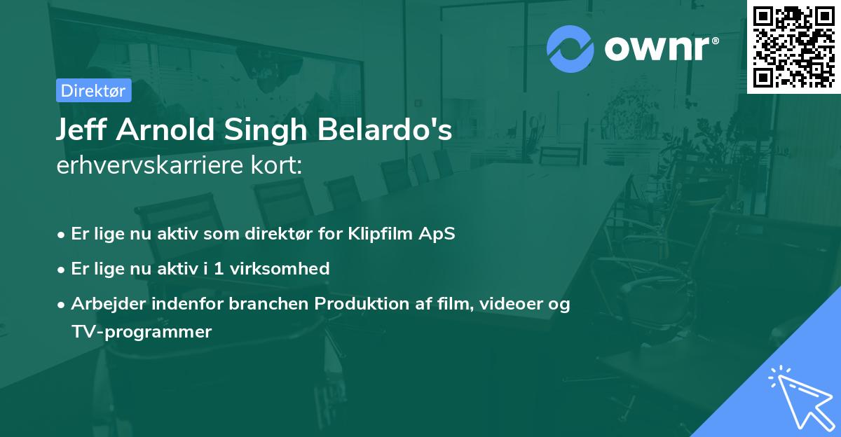 Jeff Arnold Singh Belardo's erhvervskarriere kort