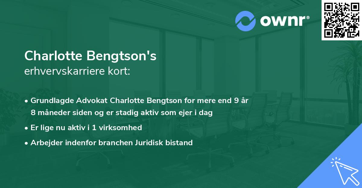 Charlotte Bengtson's erhvervskarriere kort