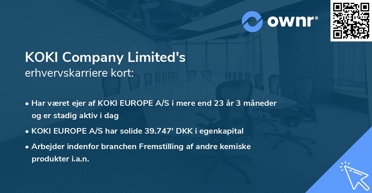 KOKI Company Limited's erhvervskarriere kort