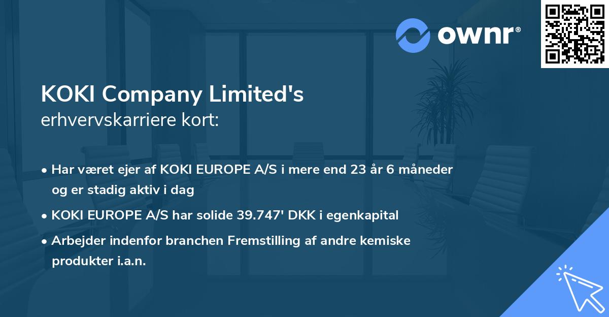 KOKI Company Limited's erhvervskarriere kort