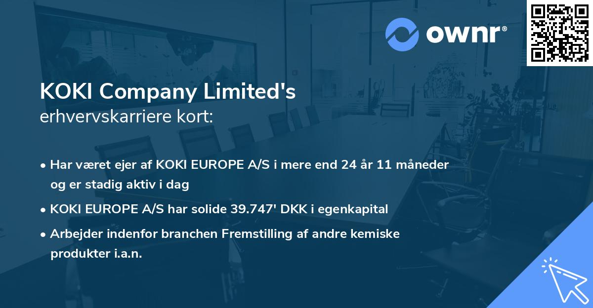 KOKI Company Limited's erhvervskarriere kort