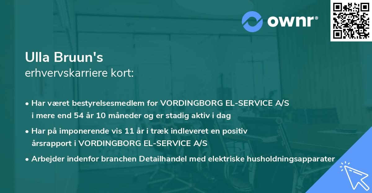 Ulla Bruun's erhvervskarriere kort